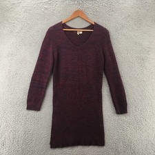 Moth Sweater Dress Womens Medium Burgundy Purple Knitted Long Sleeve V-Neck