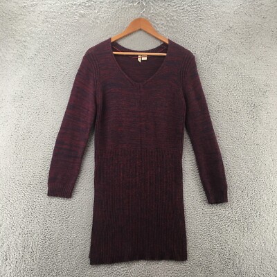 Moth Sweater Dress Womens Medium Burgundy Purple Knitted Long Sleeve V-Neck  | eBay