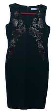 calvin klein dress 6 green with Golden Glitter floral sheath Sleeveless V-neck