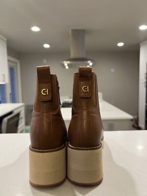 ZERO GRAND - COLE HAAN Caramel Brown Beige Leather Ankle Boot Shoe 