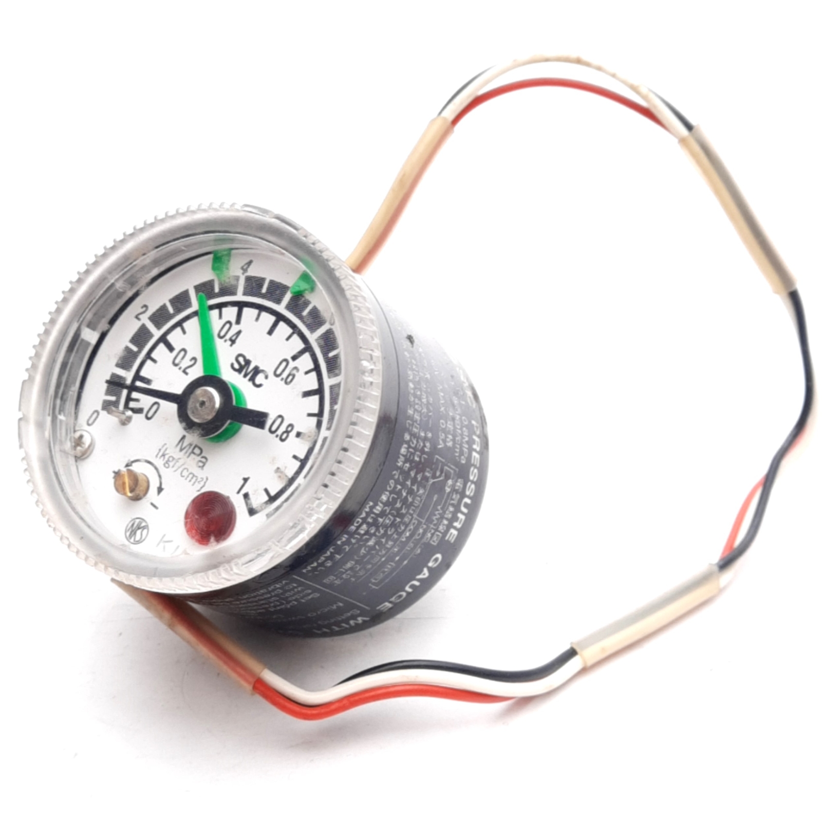 SMC GP46-10-02L5-X201 Pressure Gauge w/ Switch 0.1-0.8MPa Rc1/8 30VDC 0.3m Lead