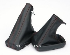 Schaltsack + Handbremssack FADEN ROT passend für OPEL CORSA C Bj. 00-06 Leder 