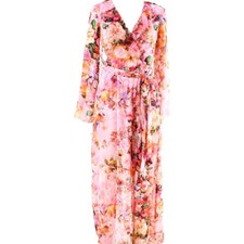 ECI floral print faux wrap dress Sz 6 Pink Multi