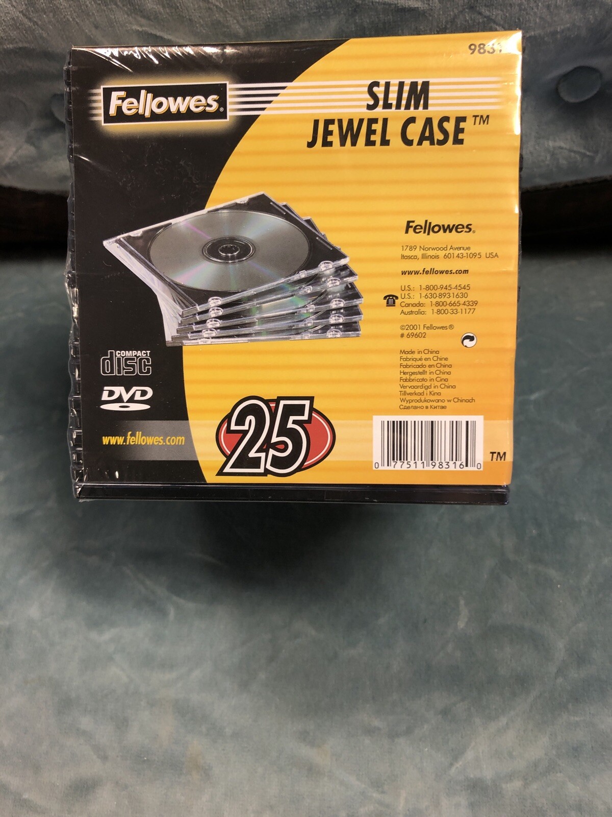 Fellowes® Slim Jewel Case CD DVD Clear/Black Sealed Pack Of 25 eBay