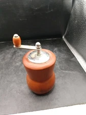 Vintage wooden spice mill, Retro Wooden pepper mill. AD