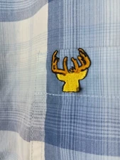 Buck Head By Mitchell Blue Plaid Shirt Size XL Buck Logo Made In Georgia U S A