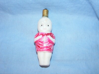 Weihnachtsfigur Glühbirne Mädchen Baby Vintage Milchglas alte Dekoration 