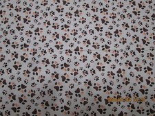 DOGGIE LAND DOG PAWS TAN 100 COTTON NEW ADORABLE 18" X 44" VERY CUTE 1/2 YARD