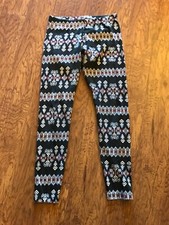 CHARLOTTE RUSSE  SZ LG LEGGINGS BLACK/WHITE& MAROON DESIGN ELASTIC WAIST