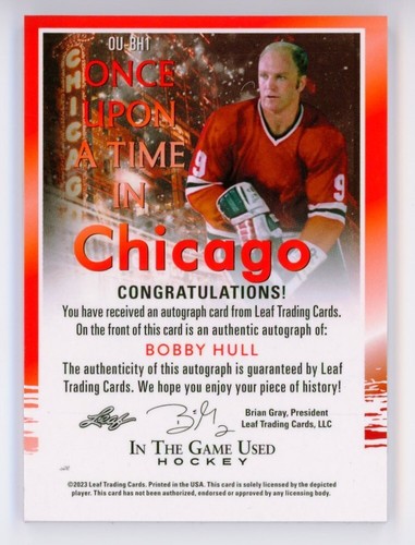 Hoja en el juego 2022 usado una vez Bobby Hull Auto Red Spectrum/3 - Imagen 2 de 2