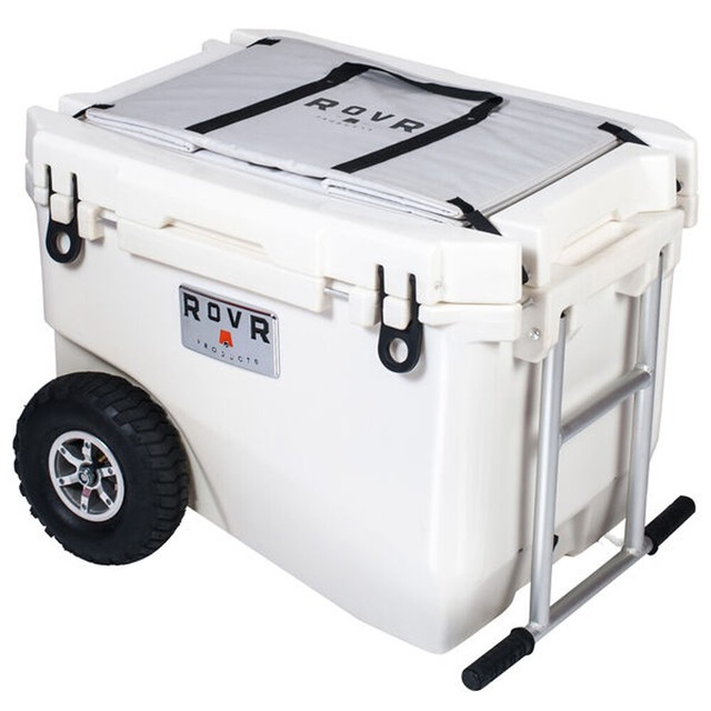 white cooler on wheels