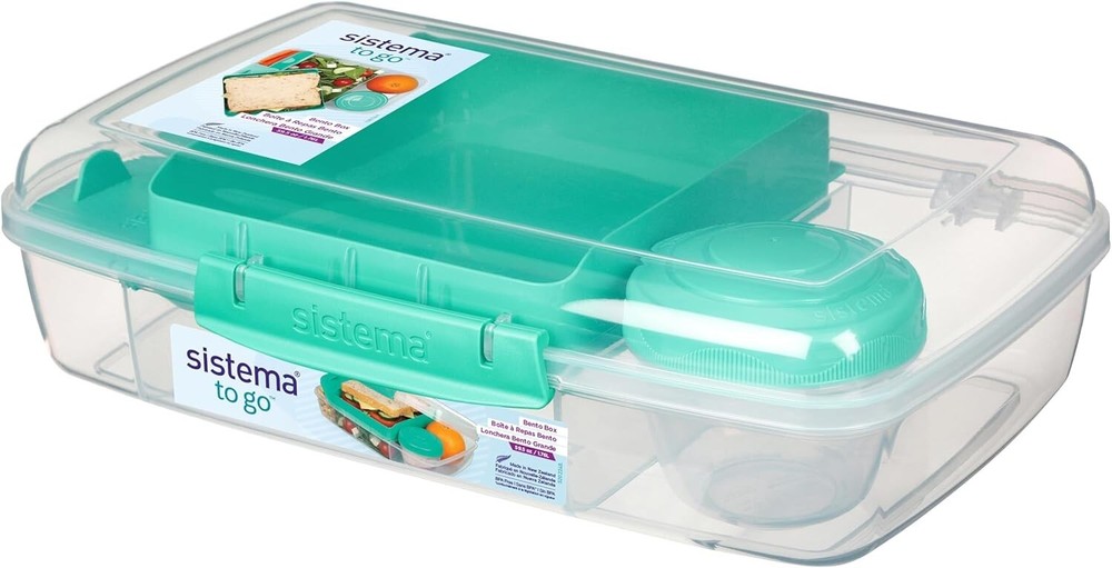 Clear 1.76L Bento Box with Secure Locking Clips for Easy Food Storage