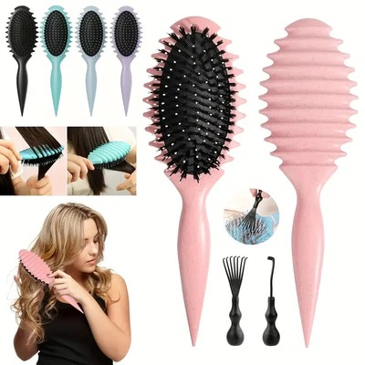 New Curling Brush, Boar Bristle Hair Brush Styling Brush, Curly Hair Brush, Deta