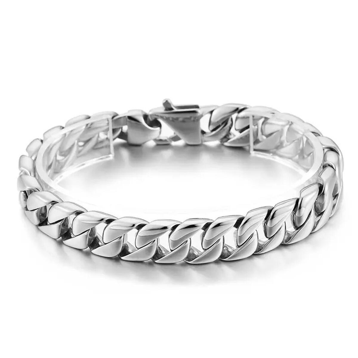Pulsera De Hombre De Plata Panzer 10 Mm 750 De Oro Blanco 18K Baño De Oro B5640D