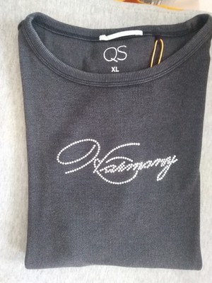 QS T-Shirt / Oberteil ''Harmony'' anthrazitgrau mit Strass, Gr. XL