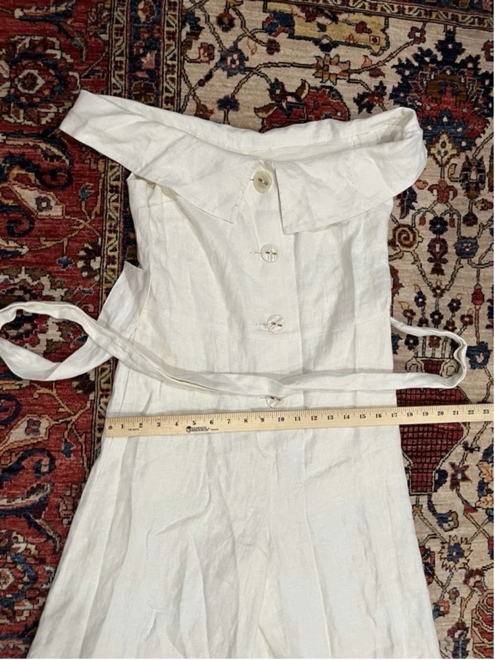 Mono para mujer ALEXIS — Evy de lino blanco con cinturón Foto 4 de 4