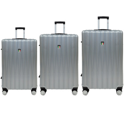 TUCCI Italy Baratro 3-Piece Hardside Luggage Set (Silver, 20'', 24'', 28'')