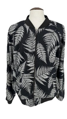 H&M Reversible Bomber Jacket L   Fern Print & Black   25.5  P2P
