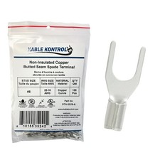 Copper Fork Terminals, 22-18 AWG, 100 Pcs, Stud Size 8, Non-Insulated Spade ...