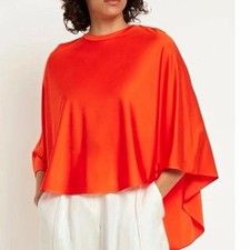 Stella McCartney Orange Viscose Satin Tunic Top 3/4 Kimono Crew Neck