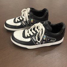 DKNY Olicia Lace-Up Sneakers Womens Black/White Size 9M