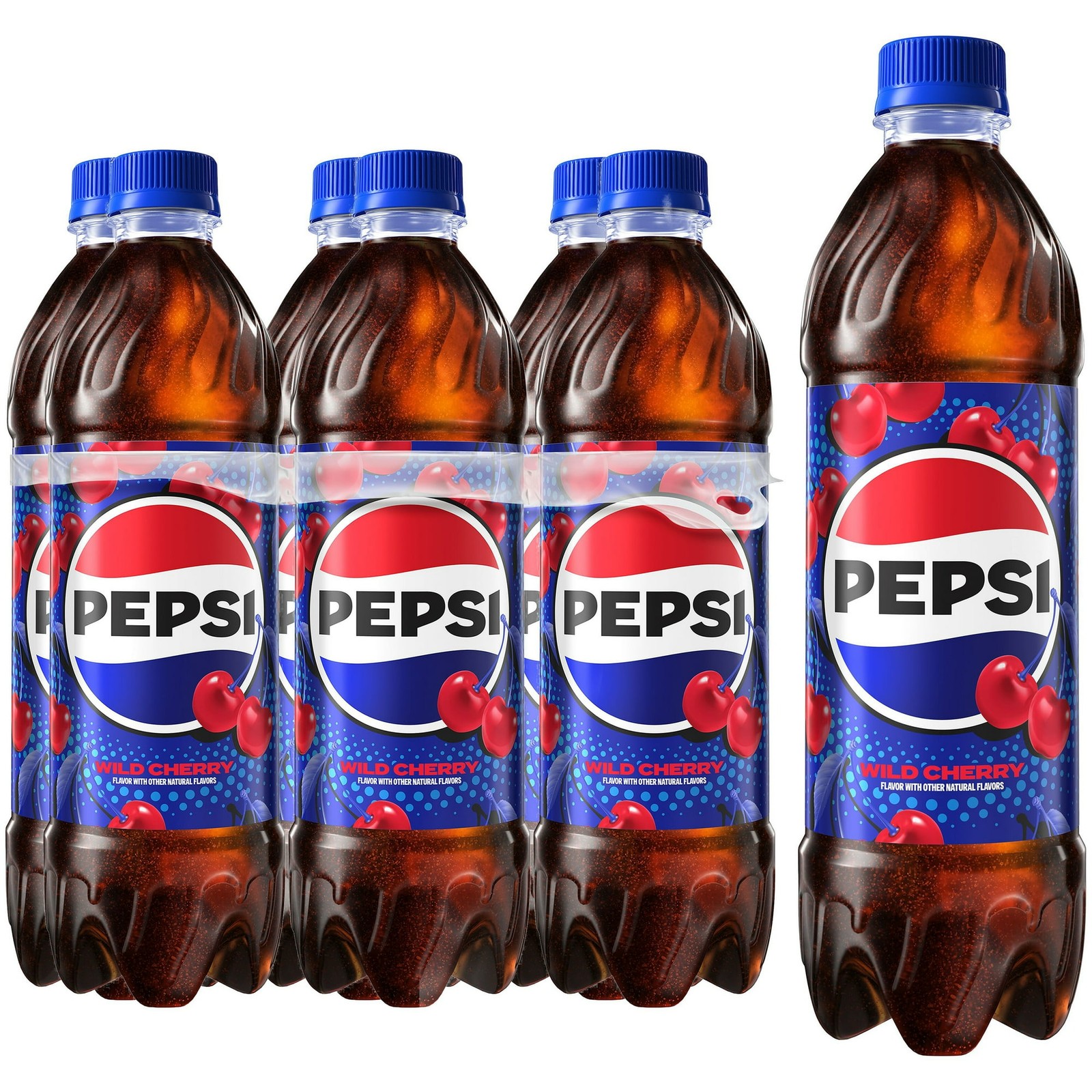Pepsi Cola Wild Cherry Soda Pop, 16.9 fl oz, 6 Pack Bottles 
