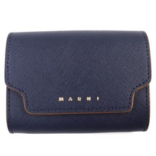 MARNI Card Case CARD COIN CASE Logo Pass Case Coin Case Navy leather PFMO0072U0