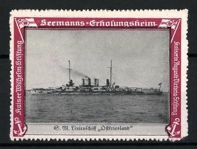 Advertising stamp on the liner East Frisia, sailor recreation home, Kaiser Wilhe 