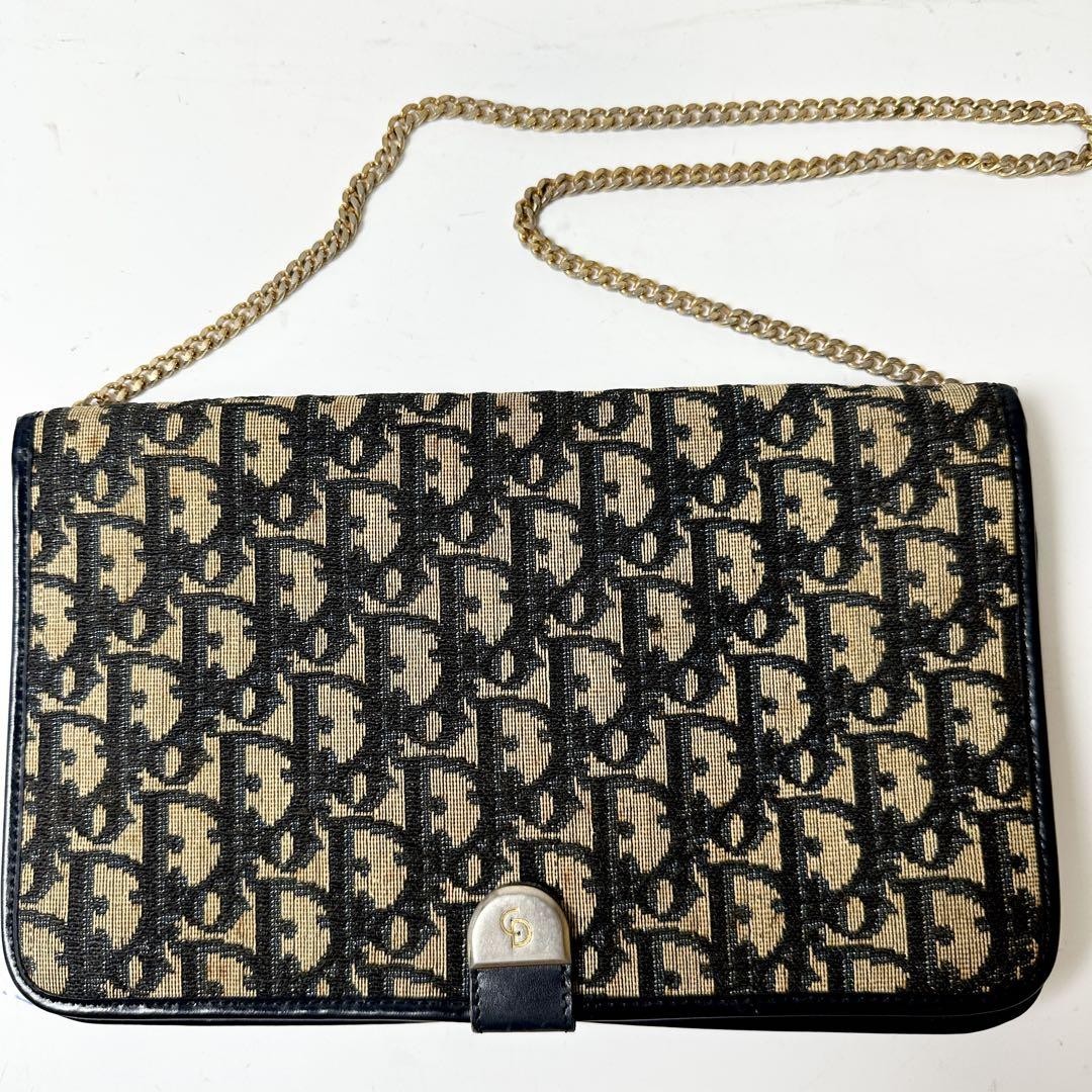 Dior Trotter Canvas Charm Shoulder Bag Authentic Japan