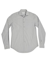 Calvin Klein Men's Slim Fit Stretch Long Sleeves Shirt, Grey Check, Size Medium
