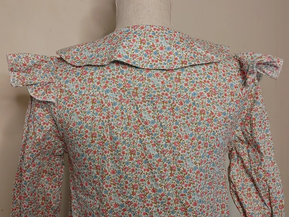 Vestido Escarlata Oscuridad Pionero Pradera Niñas Talla 12-13 Y Floral Maxi Volantes Largos Foto 4 de 4