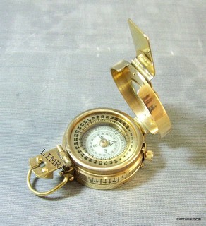 Nautical Brass Antique Military Compass Vintage Style Collectible Decor Gift