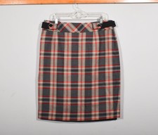 Pendleton Made in USA Eagle Tag Gray Red Plaid Waistband Pencil Skirt Sz 16