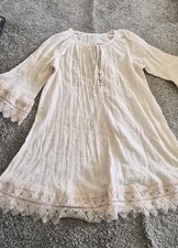 Anthropologie Womens White Solid Lace Tunic B...