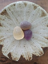 Beautiful rare color sea glass 3pcs, surf tumbled, weathered, beach glass, 34