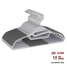 Plastic Hangers 50 Pack with Non-Slip Design,0.2 Inches Thick, 360 Swivel Gray