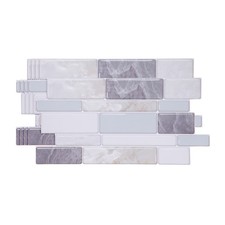 5Pcs 9.4"x4.7" Peel and Stick Backsplash Mable Tile Sticker, Gray White Green