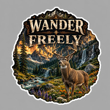 Deer Sticker Vinyl Decal Wander Freely Mountain Wildlife Adventure Nature Gift Deer Sticker Vinyl Decal Wander Freely Mountain Wildlife Adventure Nature Gift