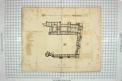 Alter antiker Druck 1820 Plan Erdgeschoss Upper Ward Windsor Castle London 19.