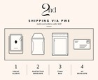Body Rune R04a shipping via PWE with four illustrated envelopes and visible branding on a cream background.