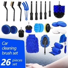 26pcs Car Cleaning Kit Interior Exterior Auto Detailing Wash Drill Brush Engine