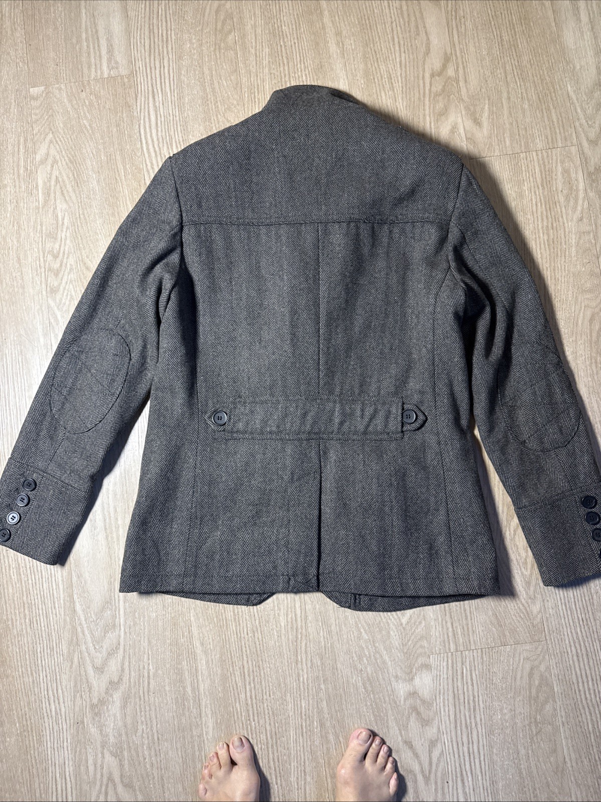 H&M Military Style Elbow Patchwork Wool Coat Size 42R thumbnail 14