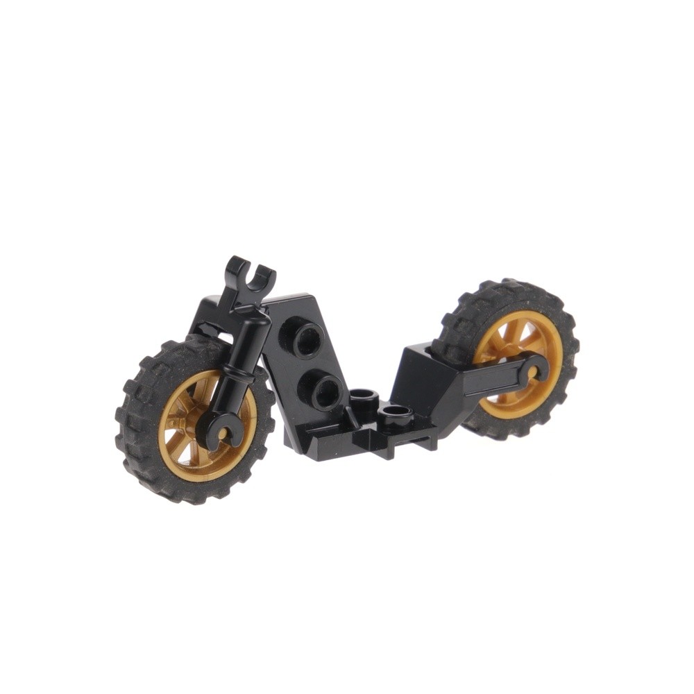 1x LEGO Motorcycle Chassis Black Wheels Gold Without Handlebar 50862c01 18896