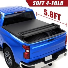 5.8ft 4-fold Tonneau Cover For 2019-2026 Chevy Silverado Sierra 1500 Truck Bed