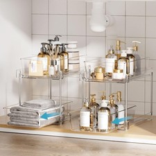 2 Pack Under Sink Organizer Pull Out Bathroom Kitchen Cabinet Storage