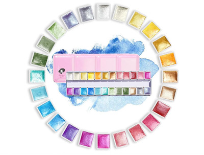 Paul Rubens Aquarellfarben Palette - 24 Shimmer Pearl Glitter Interference