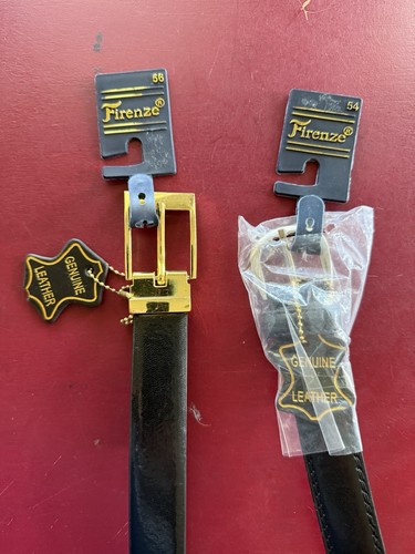 2 NEUE Giannino Firenze italienischer Ledergürtel schwarz goldene Schnalle Gr. 56 & 54 - Bild 1 von 4