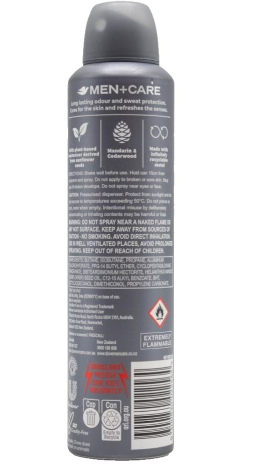 3 Pack Dove Men Care 48 Hour Antiperspirant Deodorant Spray Clean Comfort 254 ml