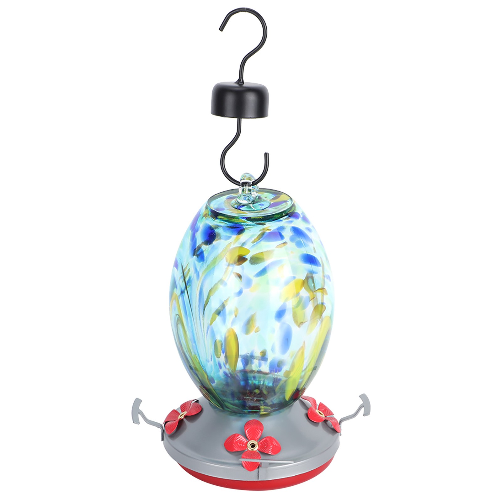 Hummingbirds Water Feeder Colorful Painting Glass Bird Feeding Tool For Garden C
