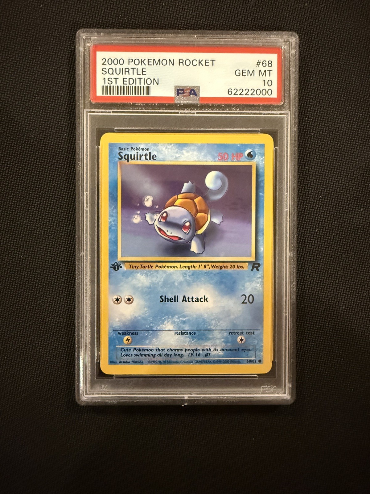 PSA 10 1ST EDITION 2000 Pokemon Rocket 68/82 Squirtle TEAM ROCKET VINTAGE GRADED